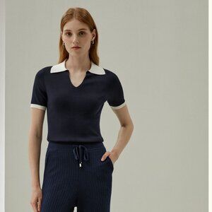 LilySilk Timeless Mei Silk Knit Polo